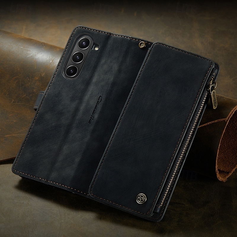 Telefoonhoes Voor Samsung Galaxy Z Fold 6 Z Fold 5 Z Fold 4 Z Fold 3 Wallet Case met Stand Houder Magnetische Rits Retro TPU PU Leer 2025 - $25.99 –P3