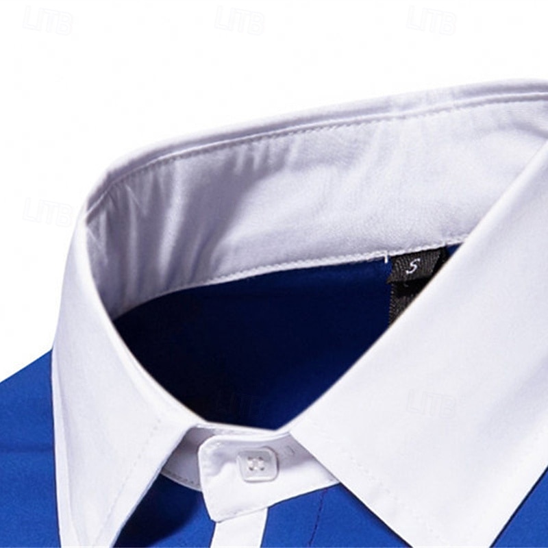 Herren Hemd Oberhemd Knopfhemd Farbblock Hochzeit Party Schwarz Weiß Marineblau Blau Langarm Kargen Frühling & Herbst Bekleidung 2025 - $28.99 –P13