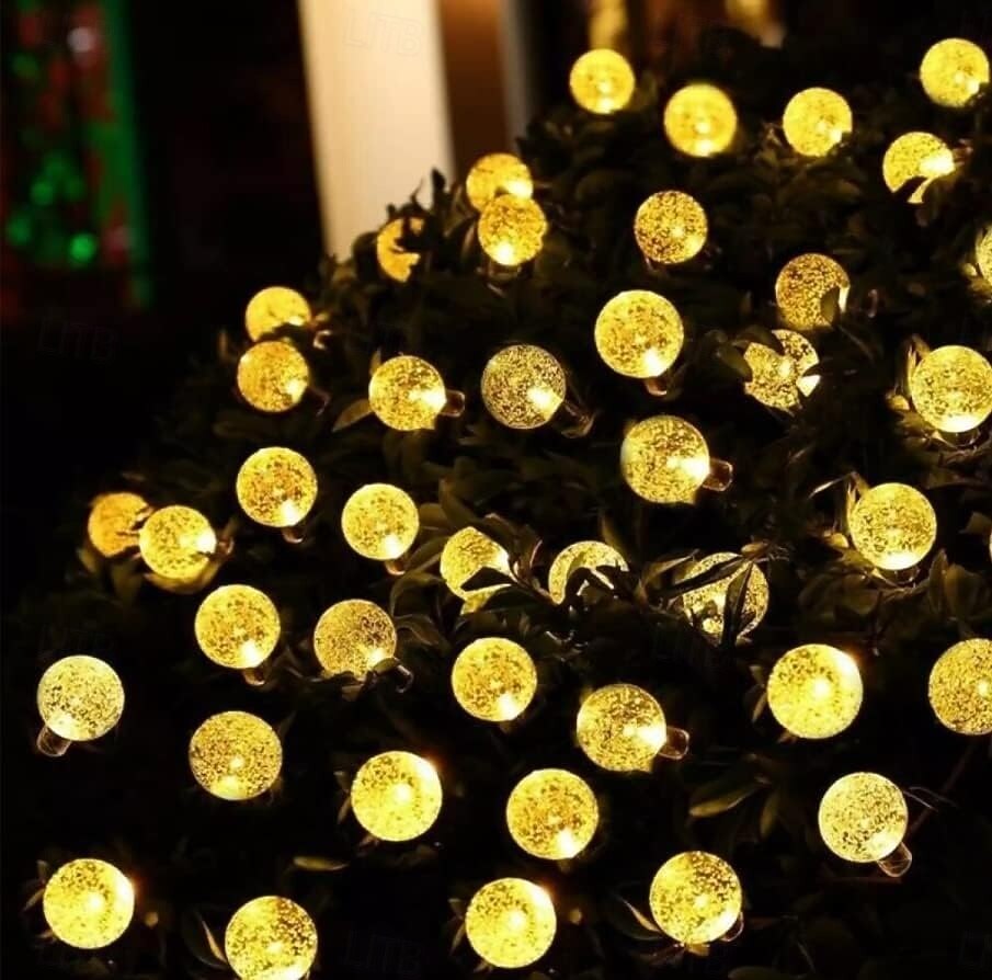 Luzes de corda solares de 7 m, 50 LEDs, el 5 mm, branco quente/branco frio/azul, luzes de festa de fim de ano movidas a energia solar com suporte de montagem para natal, casamentos e eventos ao ar de 2025 por $20.99 –P7