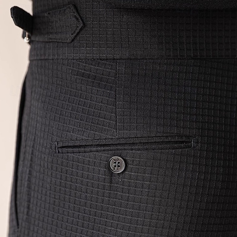 Voor heren Pakken Broek Geplooide broek Wafel broek Gurkha-broek Zak Effen Comfort Zacht Volledige lengte Feest liiketoiminta Dagelijks Elegant Modieus Zwart Wit 2025 - $29.99 –P5