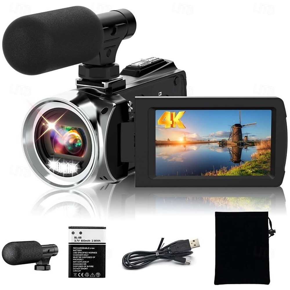 2025年 ビデオカメラ、ビデオカメラ、HD 4K、48MP、ビデオレコーダー、カメラ、ビデオブログ用カメラ、DV、ビデオカメラ、デジタルズーム コレクション – $147.99 –P3