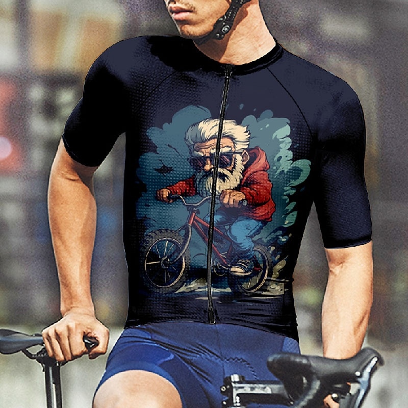 Men's Cycling Jersey Graphic Short Sleeve Bike Tee Tshirt Jersey with 3 Rear Pockets Mountain Bike MTB Quick Dry Anatomic Design Wicking Breathable Sports Dark Grey Black Dark Navy Clothing Apparel 2026 - $28.99 –P12