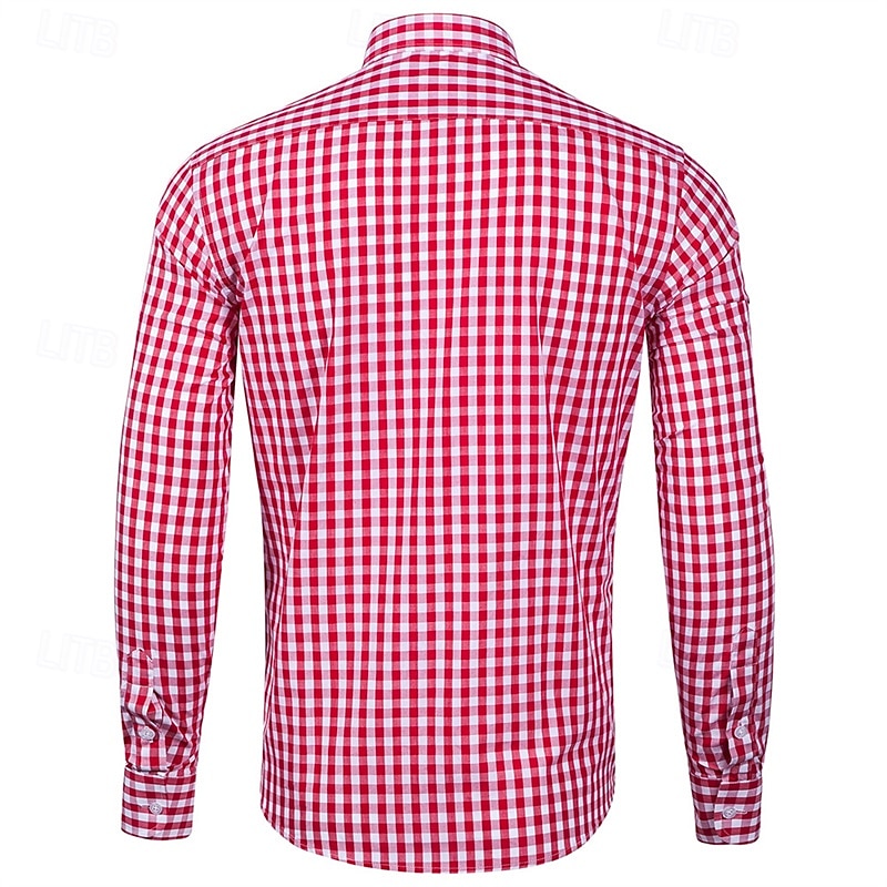 Men's Shirt Dress Shirt Button Up Shirt Plaid Wedding Party Black Pink Red Brown Long Sleeve Lapel Spring &  Fall Clothing Apparel 2025 - $29.99 –P4
