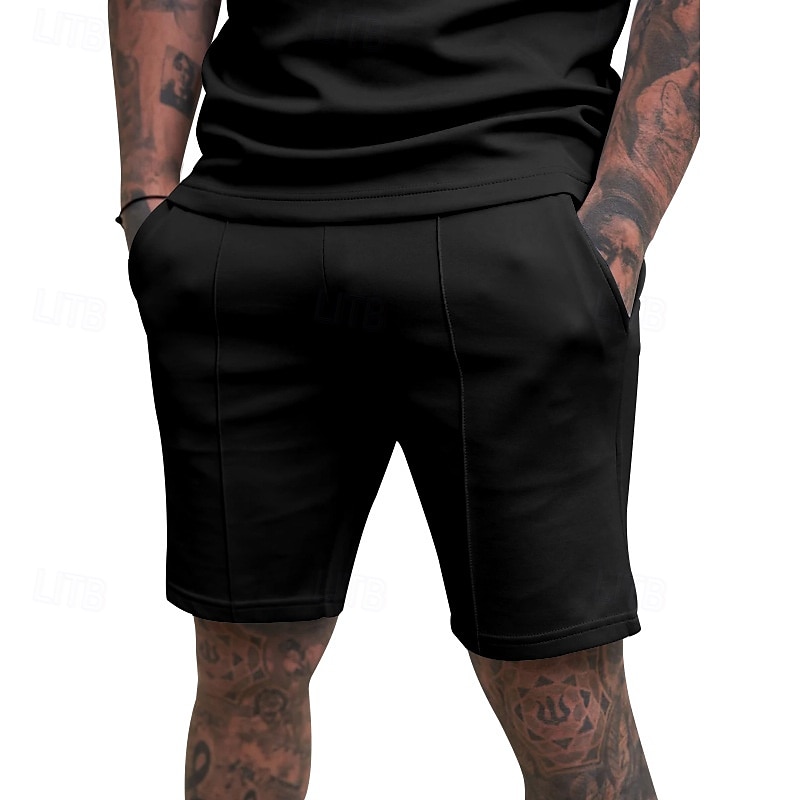 Hombre Pantalones cortos de sudor Pantalón corto Pantalones cortos de verano Bermudas Correa Cintura elástica Plano Comodidad Transpirable Corto Diario Carrera Gimnasia Deportes Ropa Deportiva Negro 2025 - $17.99 –P7