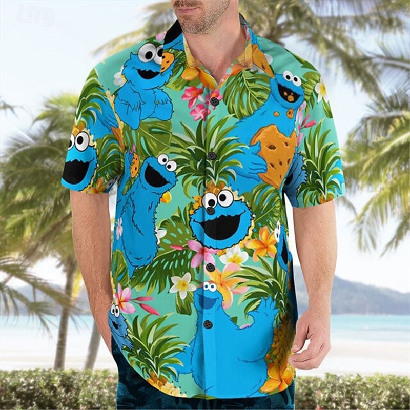 Per uomo Pop art Ananas Hawaiano Camicia Camicia estiva Camicia hawaiana Manica corta Camicia Collo ripiegabile Hawaiano Originale Informale Esterno Strada Informale Rosso verde Verde chiaro Blu Con del 2025 a $3.09 –P6