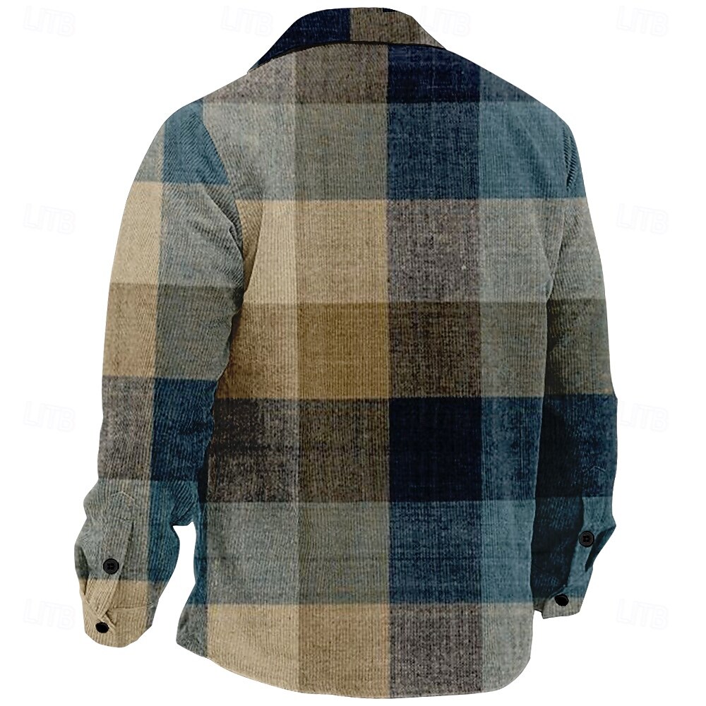 Per uomo Fantasia geometrica Giacca da camicia Sovracamicia Manica lunga Informale Casual Informale Autunno Inverno Collo ripiegabile Abbottonare Blu del 2025 a $37.99 –P2