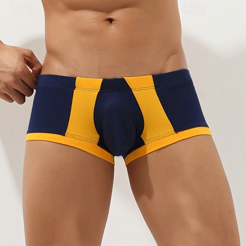 Men's 1 PCS Boxers Underwear Boxer Shorts Patchwork Spandex Breathable Soft Comfortable Color Block Letter & Number Mid Rise Black Red 2025 - $8.99 –P3