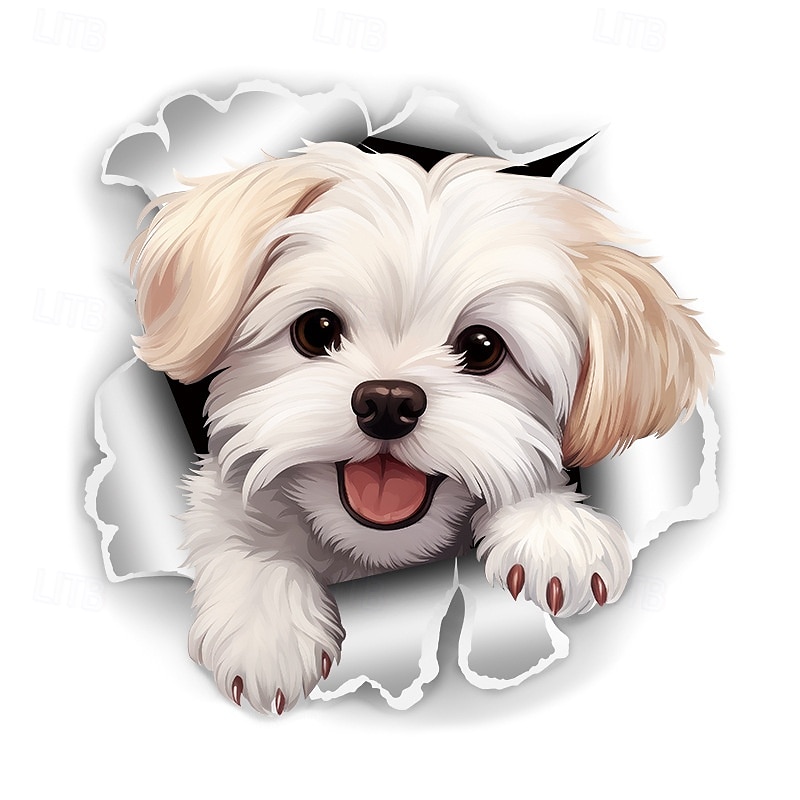 lustiger weißer Toilettensitzaufkleber mit Hund - einfach anzubringen, entfernbar, Badezimmerwand &Türaufkleber für eine verspielte Note 2025 - $3.99 –P4