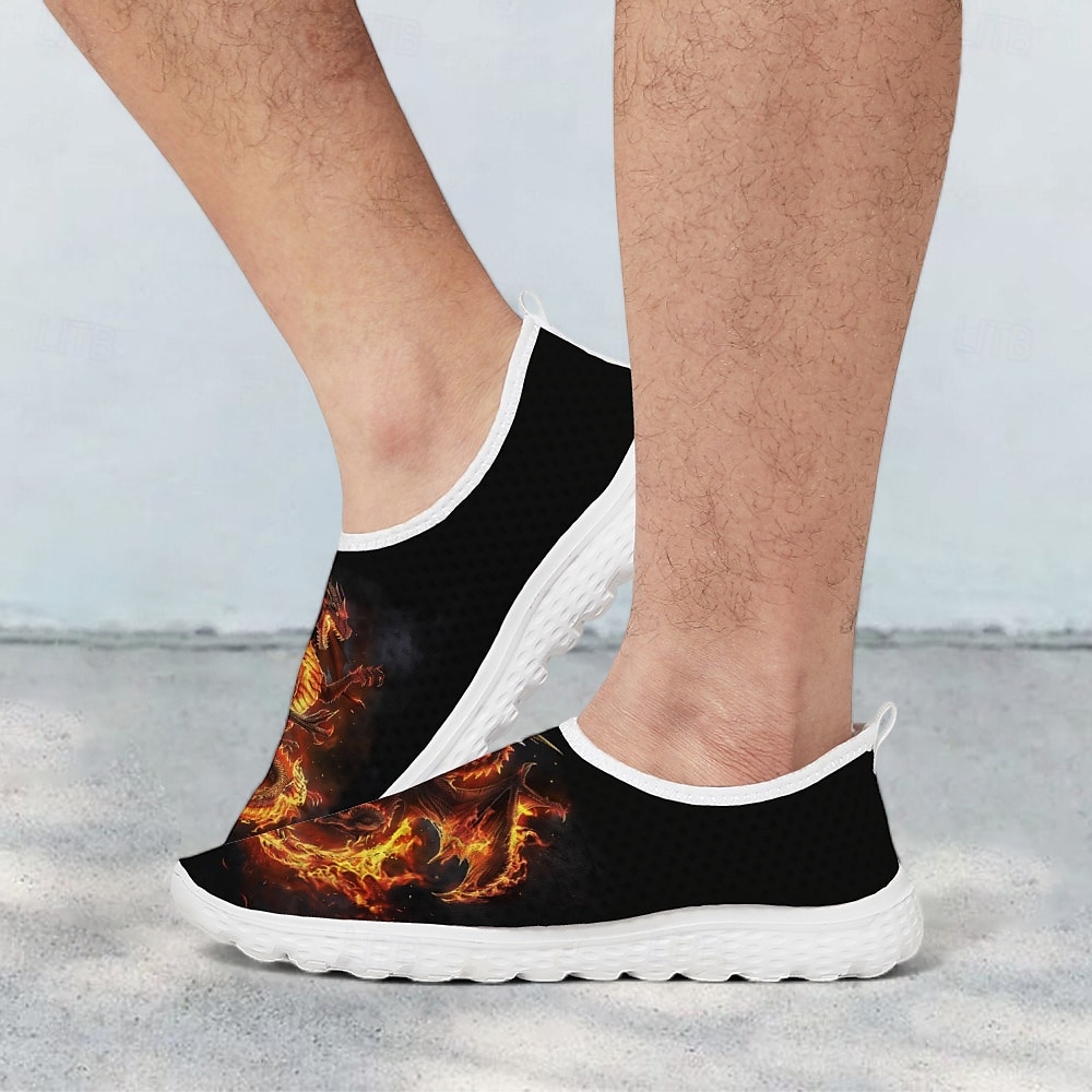 drageprint mesh slip-on joggesko for menn - lette pustende atletiske sko for løping, treningsstudio og fritidsklær 2025 - $29.99 –P5