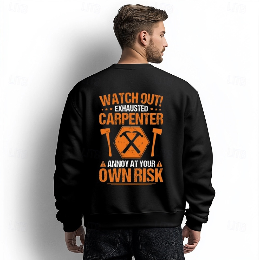 Felpa con Umorismo da Falegname Esausto per Uomini - Disturbare a Proprio Rischio Maglietta a Maniche Lunghe del 2026 a $29.99 –P1