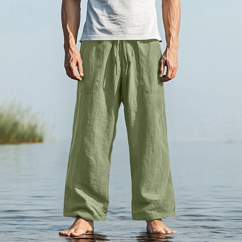 Homens Calças Calça verão Calças largas Calças de praia Calça casual Com Cordão Bolso frontal Perna reta Tecido Conforto Macio Comprimento total Ioga Feriado Praia Moda Havaiana Preto Branco de 2025 por $22.99 –P8