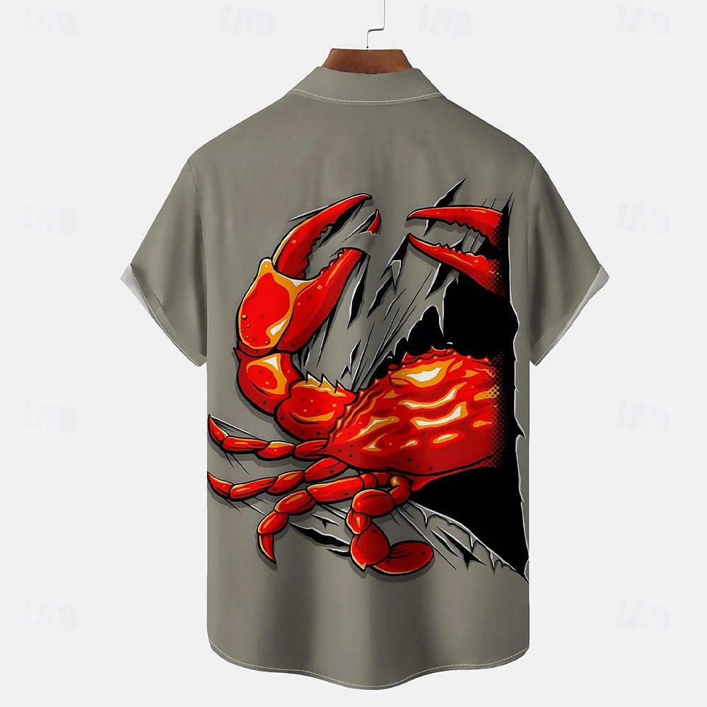 Per uomo Gamberetto Maglietta informale Camicia con bottoni Manica corta Informale Casual Informale Estate Primavera Collo ripiegabile Abbottonare Rosso del 2025 a $24.99 –P2