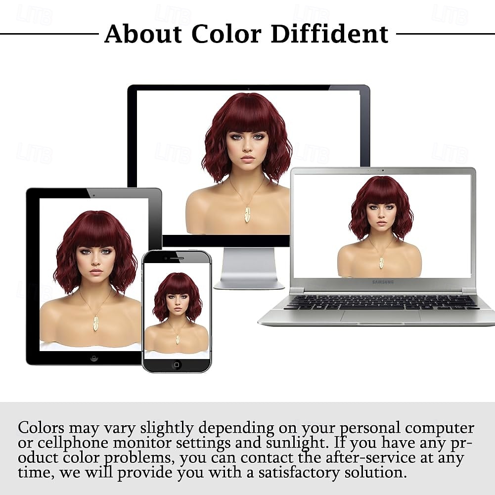 короткие парики для женщин волнистый парик с челкой парик боб синтетические волосы волна средней длины цветные парики для повседневной вечеринки 2026 - $19.49 –P9