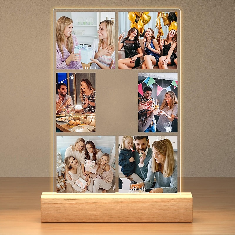 Lámpara de foto personalizada, luz nocturna acrílica con foto personalizada, alimentada por USB, color blanco cálido, agrega tu imagen, perfecta para el día de San Valentín, amantes, cumpleaños, novios, novias y familiares 2025 - $15.49 –P2