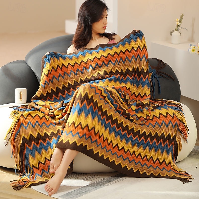 Couverture tissée bohème au design unique et artistique avec des motifs complexes, douce et confortable, idéale pour ajouter une touche bohème à votre lit, canapé ou décoration de salon, parfaite pour de 2025 ? $28.99 –P4