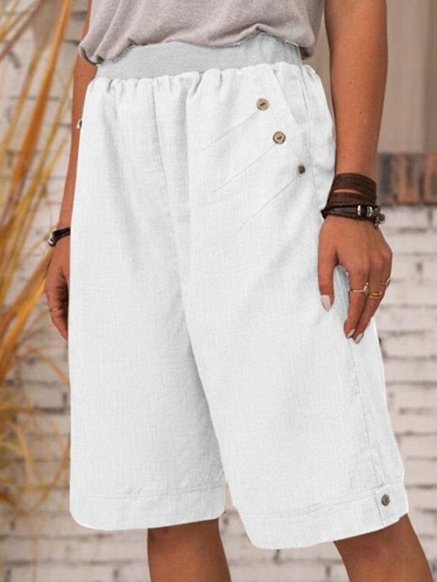 Жен. Нормальная Брюки-капри Искусственный хлопок и лен Шорты Летние шорты Повседневный / спортивный Короткие Нормальная Сплошной цвет Пэчворк Карман Быстровысыхающий Воздухопроницаемость Мягкий 2026 - $17.49 –P1