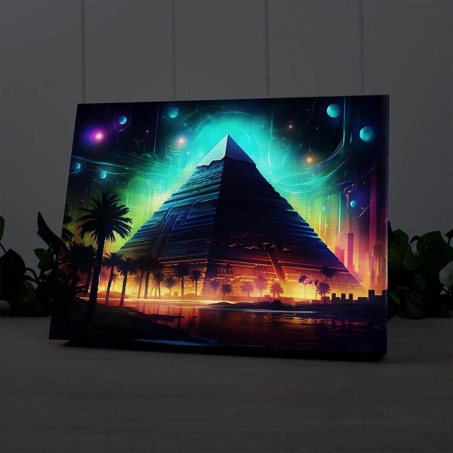 Décoration murale en toile à LED trippante en forme de pyramide, décoration murale éclairée par LED, impression sur toile éclairée à piles 2AA, lumière LED pour cuisine, chambre à coucher ou de 2025 ? $50.99 –P2