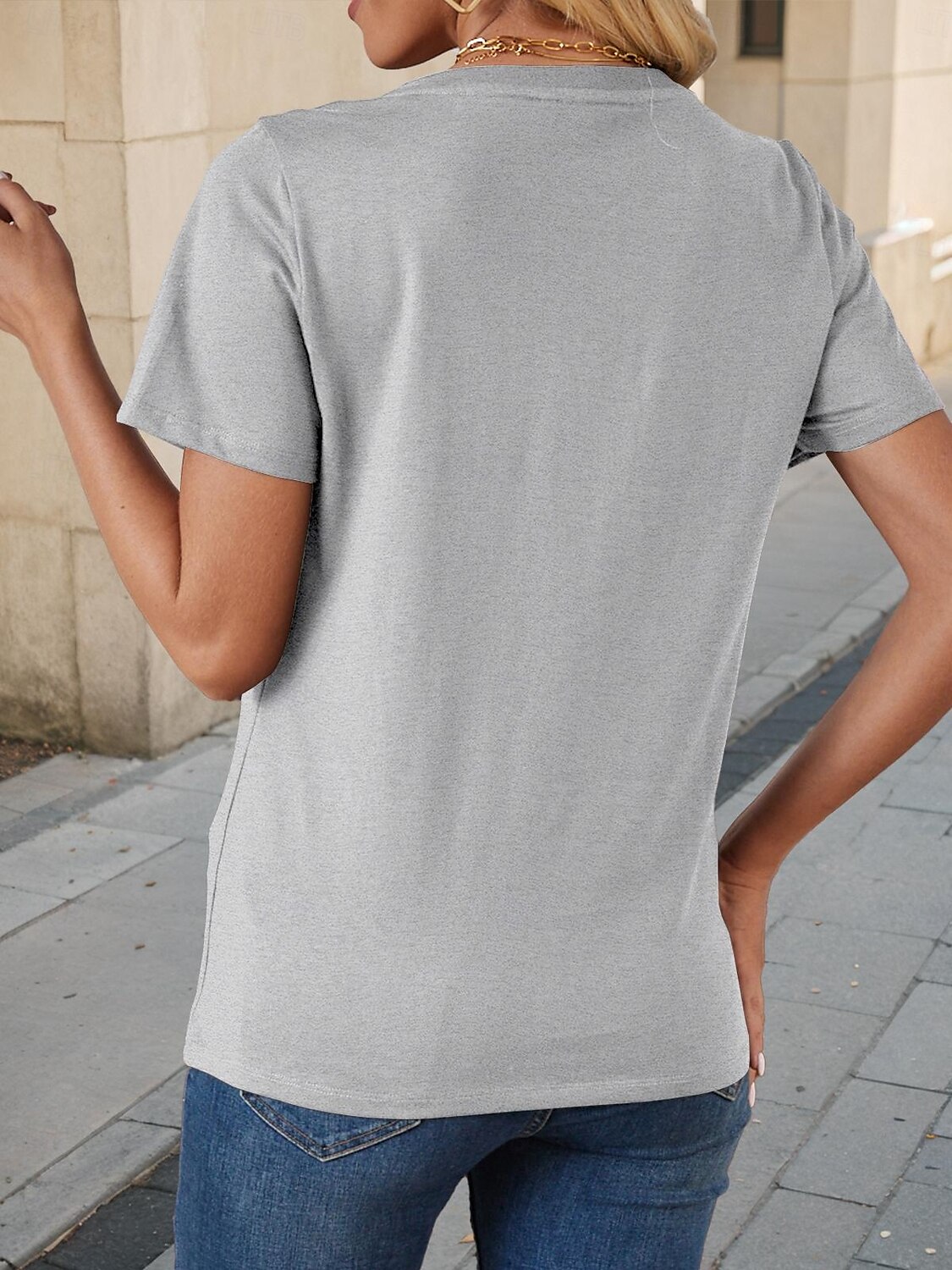 Pentru femei Tricou Câțel Scrisă Casual Manșon scurt Rotund Topuri obișnuite Zilnic Imprimeu Gri Vară 2025 - $19.99 –P2