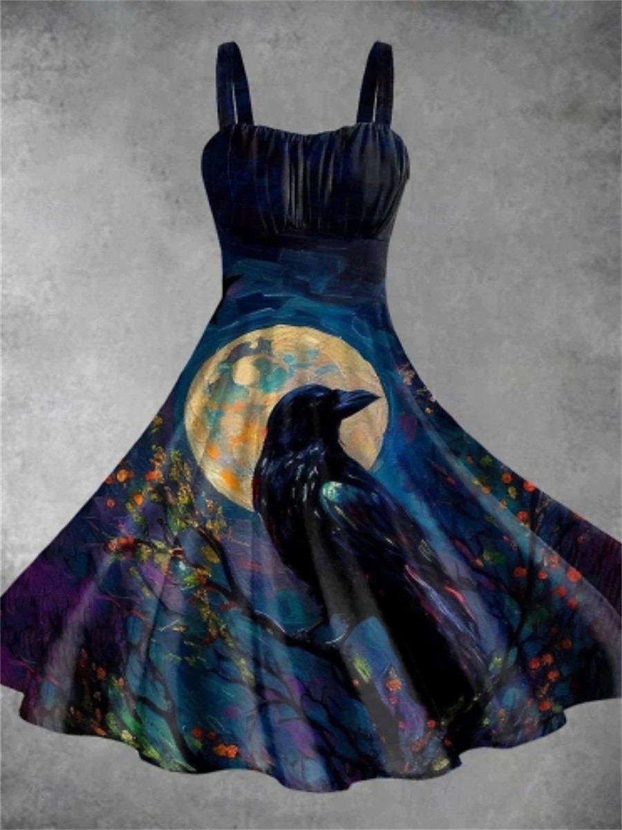 robe midi à bretelles à imprimé graphique pour femme élégante décontractée vacances maison sans manches été de 2025 ? $31.99 –P1