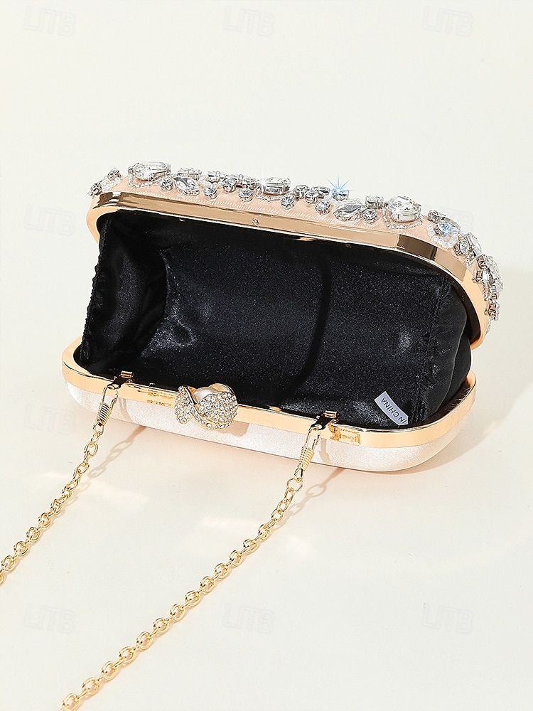 női kristályokkal díszített clutch táska, elegáns estélyi kézitáska gyöngy és strassz részletekkel, tökéletes esküvőkre, bulikra és hivatalos eseményekre fekete ezüst arany 2025 - $34.99 –P5