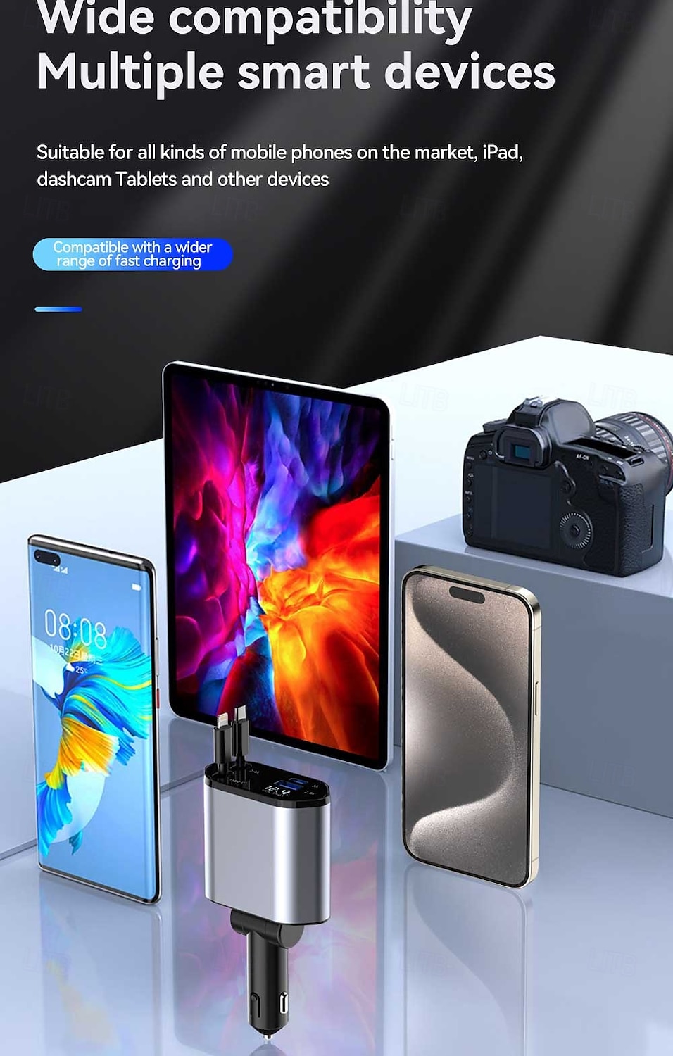 2025年 4 in 1 引き込み式車載充電器 USB タイプ C ケーブル iPhone Samsung 高速充電コード シガレットライターアダプター  コレクション – $28.99 –P15