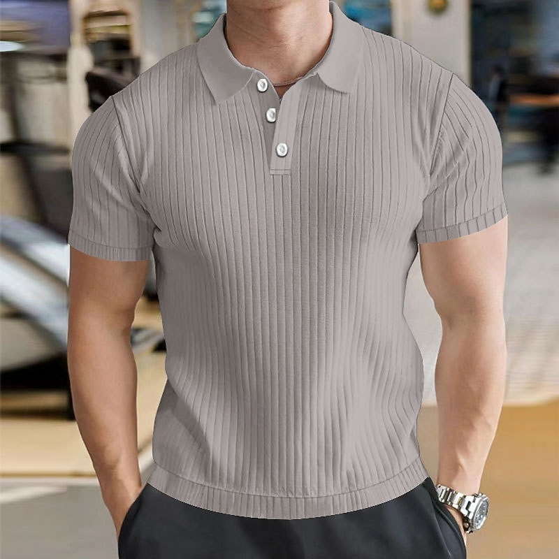 Herren Rippenstrick-Top Muskelshirt Arbeit Lässig Klassisch Kurzarm Basic Modern Einfarbig Knöpfe Frühling & Sommer Schmale Passform Schwarz Weiß Burgunderrot Hellgrau Khaki Rippenstrick-Top 2025 - $21.99 –P9