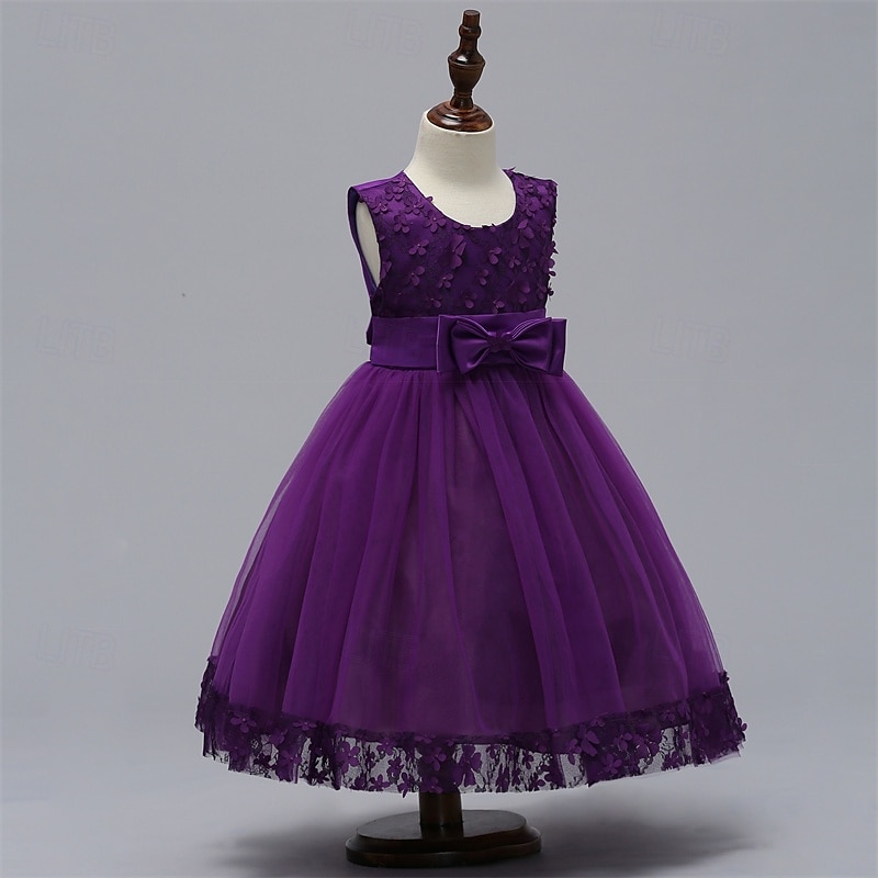 Abito da damigella d'onore bambina bambini Da ragazza Abito da principessa Prestazioni Matrimonio Feste Elegante Bellissimo Retato Tinta unica Senza maniche Girocollo Grigio Rosso bordeaux 4 anni + del 2025 a $35.99 –P18