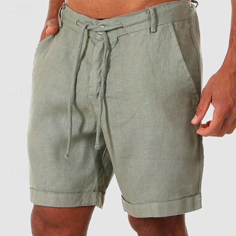 Homens Calção Shorts de linho Shorts de verão Shorts de praia Botões Bolsos Com Cordão Tecido Respirável Comprimento do joelho Ao ar livre Diário Para Noite Moda Estilo Clássico Branco Azul Marinha de 2025 por $17.99 –P4