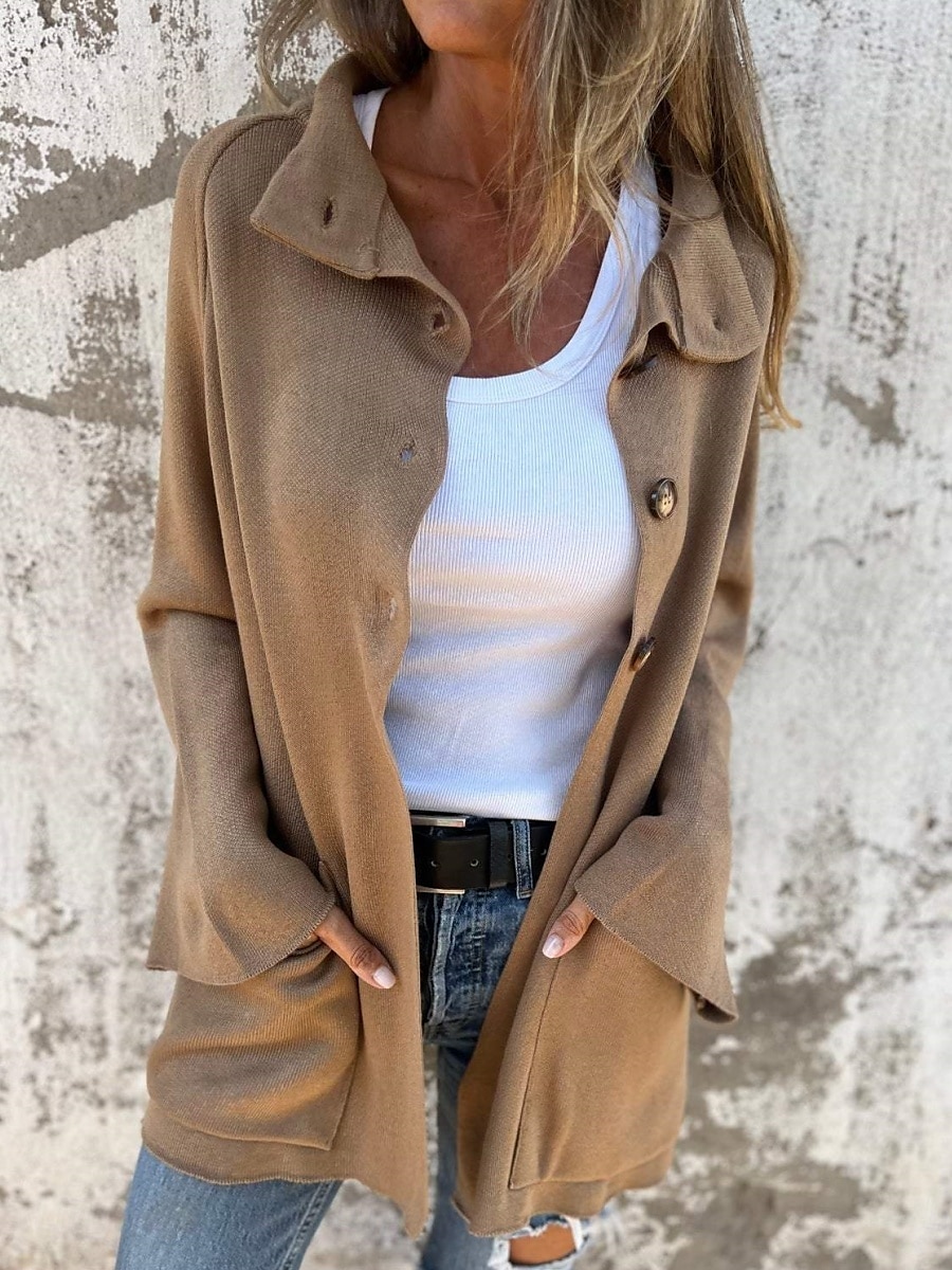 Mujer Chaqueta de Invierno Mantiene abrigado Transpirable Botones Bolsillo Casual Plano Vacaciones Calle Ropa Cotidiana Noche Botonadura Simple Regular Escote Chino Ajuste regular Manga Larga Ropa de 2025 - $34.99 –P2