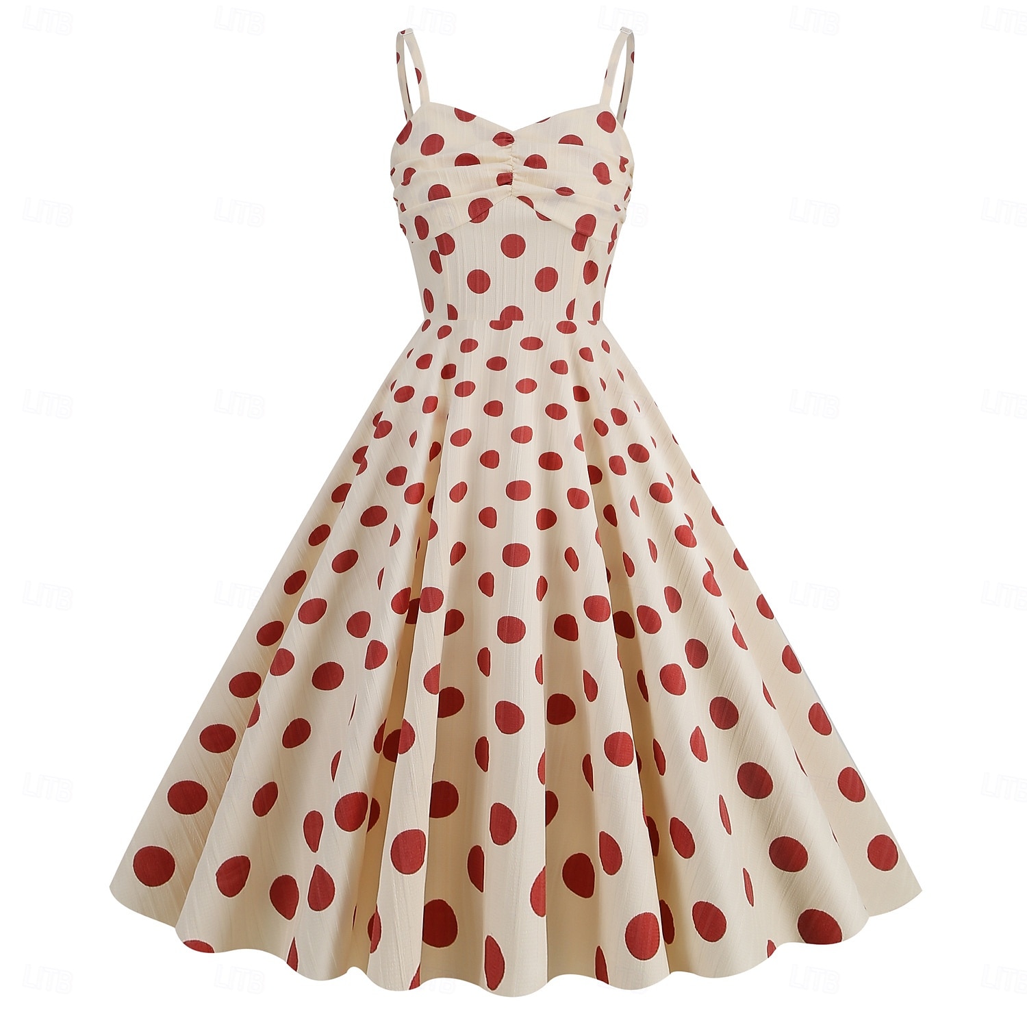 Retro Vintage 1950er Rockabilly Knielang Kleid Swing-Kleid Ausgestelltes Kleid Spaghetti-Träger Tupfen Kariert / Gingham A-Linie Damen Karneval Urlaub Alltagskleidung Junggesellinnenabschiedsparty 2025 - $34.99 –P9