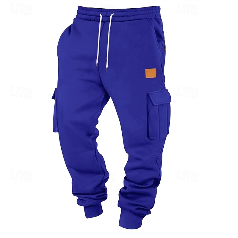 Homens Calça de moletom cargo Corredor Calça esportiva Calças Com Cordão Bolsos Cintura elástica Tecido Conforto Diário Esportes Moda Casual Preto Branco Micro-Elástica de 2026 por $22.99 –P15