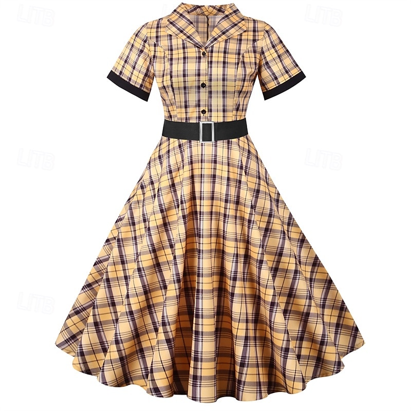 Elegant klasické 1950 Rochii Plisat Linia -A Pentru femei ziua îndragostiților Evenimente / Petrecere Dată Petrecere ceai Adulți Rochie Primavara vara 2025 - $24.99 –P10