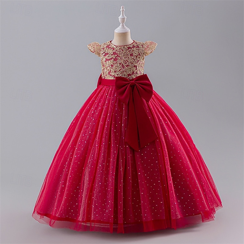 kinderkleidung Mädchen Blumenmädchen Kleid Party Kleid Farbblock Ärmellos Leistung Hochzeit Party Krawattenknoten Schön Süß Polyester Maxi abendkleider Schaukelkleid A Linie Kleid Sommer 4 Jahre + 2025 - $47.99 –P14