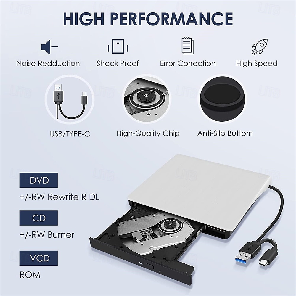 External CD/DVD Drive - USB 3.0 & Type-C Portable Burner Writer Reader for Laptop, Compatible with MacBook Pro/Air, iMac, Windows 7/8/10/XP/Vista​ 2025 - $43.99 –P3