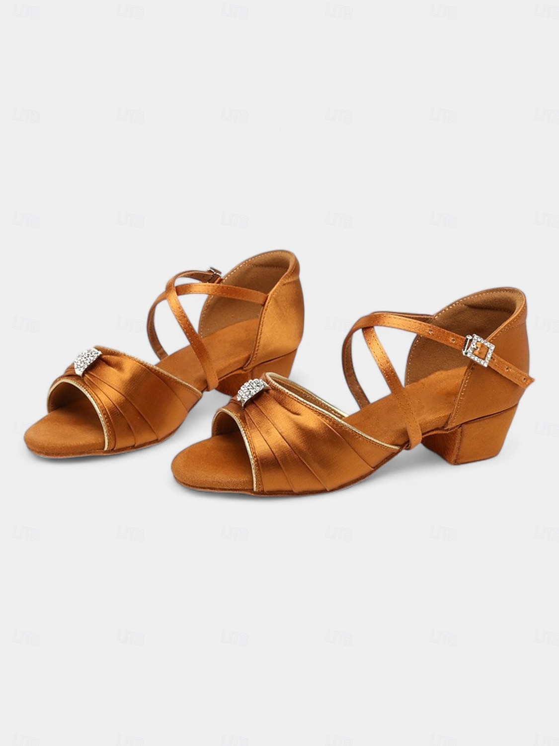 sapatos de dança peep-toe de cetim para meninas com detalhes de strass e tiras ajustáveis – sapatos de performance confortáveis para balé, salão de baile e eventos especiais de 2025 por $42.99 –P8