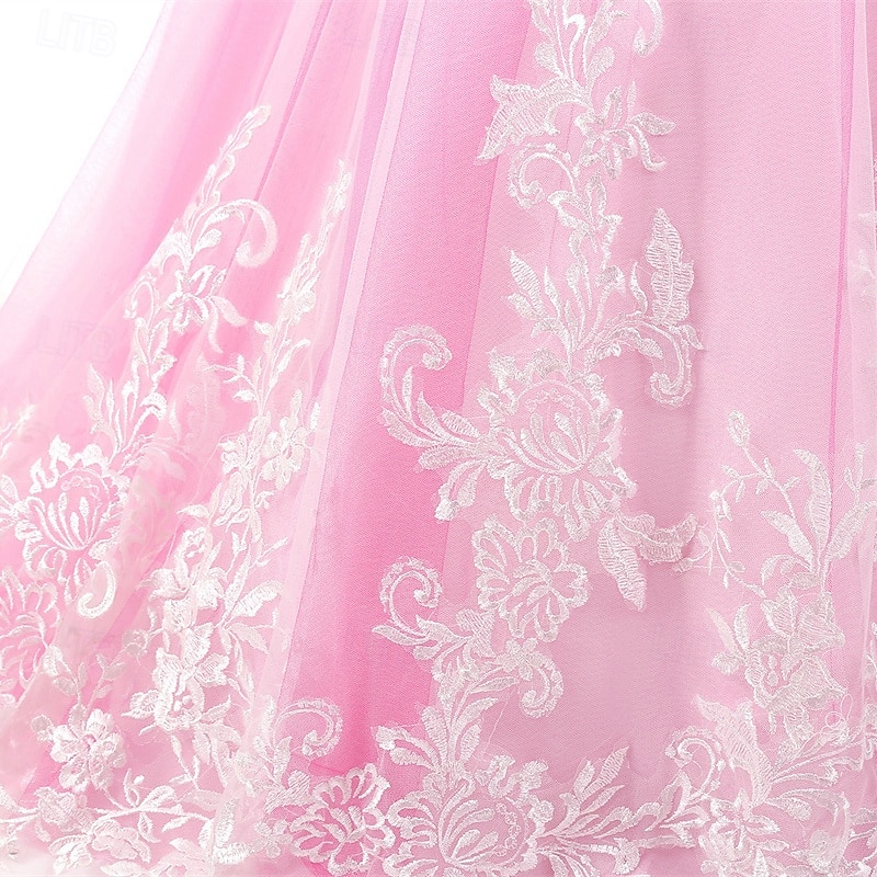 Vestido para Meninas das Flores Crianças Para Meninas Vestido de princesa Espetáculo Casamento Festa Elegante Lindo Com Transparência Flor Manga Longa Gola Redonda Branco Rosa 4 anos + de 2026 por $83.99 –P7
