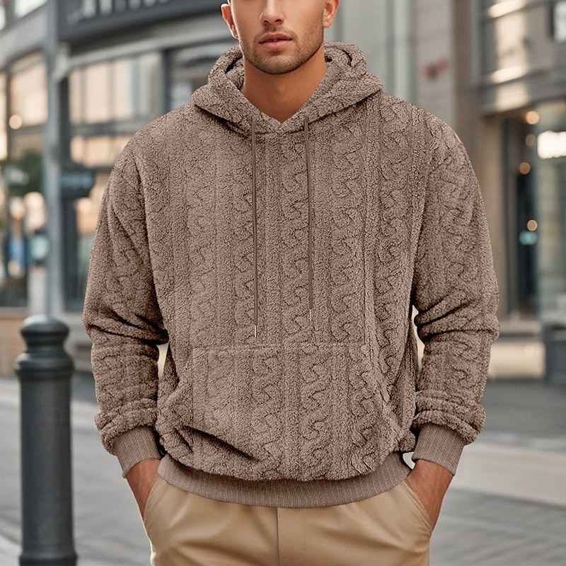 Per uomo Felpa con cappuccio Felpa con cappuccio in pile Aalbicocca Nero Blu Marrone Grigio Con cappuccio Liscio Jacquard Tasche Sportivo Giornaliero Per eventi Poliestere Streetwear Essenziale del 2025 a $26.99 –P17