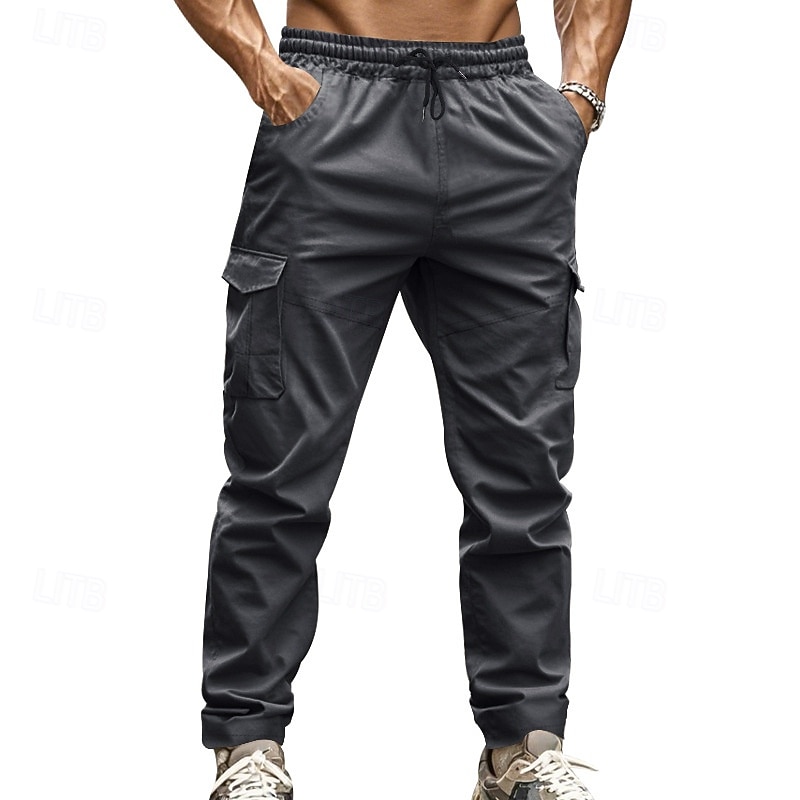 Men's Joggers Trousers Cargo Sweatpants Pocket Drawstring Elastic Waist Plain Comfort Sports Outdoor Daily Fashion Casual ArmyGreen Black Micro-elastic 2026 - $26.99 –P20