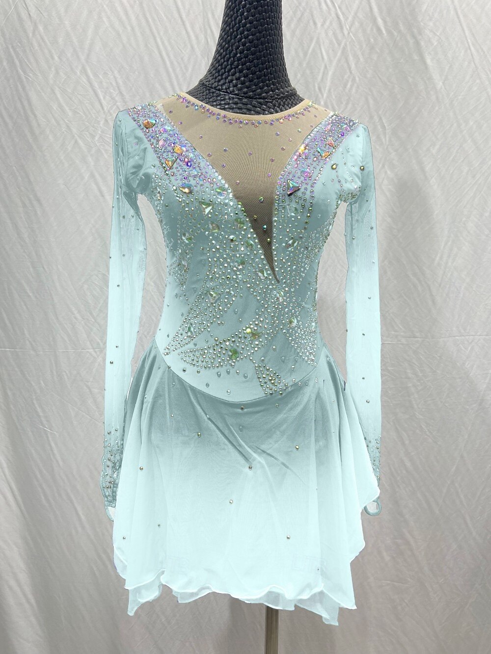 Figure Skating Dress Women's Girls' Ice Skating Dress Outfits Light Yellow Lake Blue Yellow Mesh Spandex High Elasticity Training Competition Skating Wear Patchwork Crystal / Rhinestone Long Sleeve 2025 - $141.99 –P3