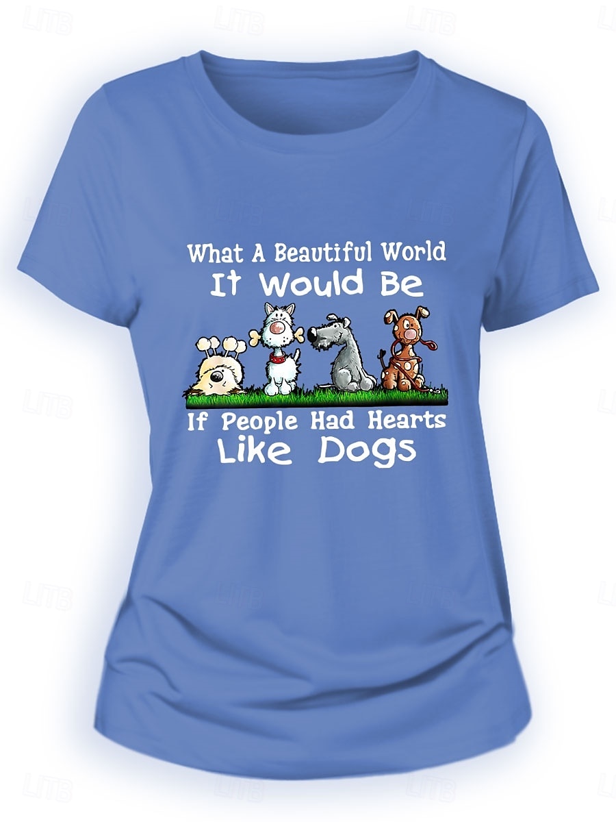 Women's 100% Cotton T Shirt Casual Animal Regular Tops Short Sleeve Round Neck Print Regular Fit Daily Black Blue Green Summer 2025 - $19.99 –P1