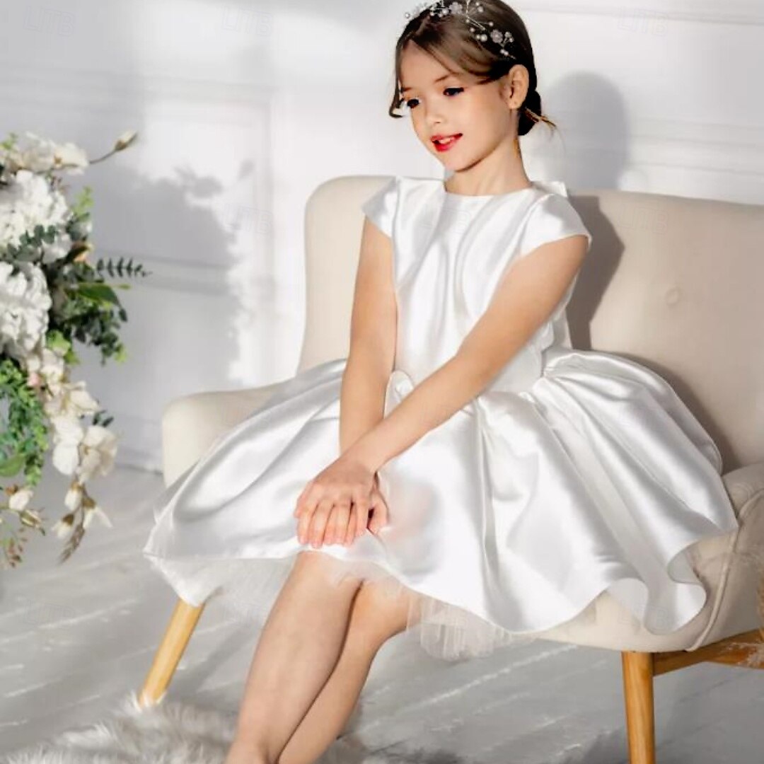 kinderkleidung Mädchen Blumenmädchen Kleid Kleid für die Erstkommunion Party Kleid Feste Farbe Ärmellos Leistung Hochzeit Party Gitter Prinzessin Süß Gitter Mitte der Wade Etuikleid Tüll-Kleid Sommer 2025 - $79.99 –P11