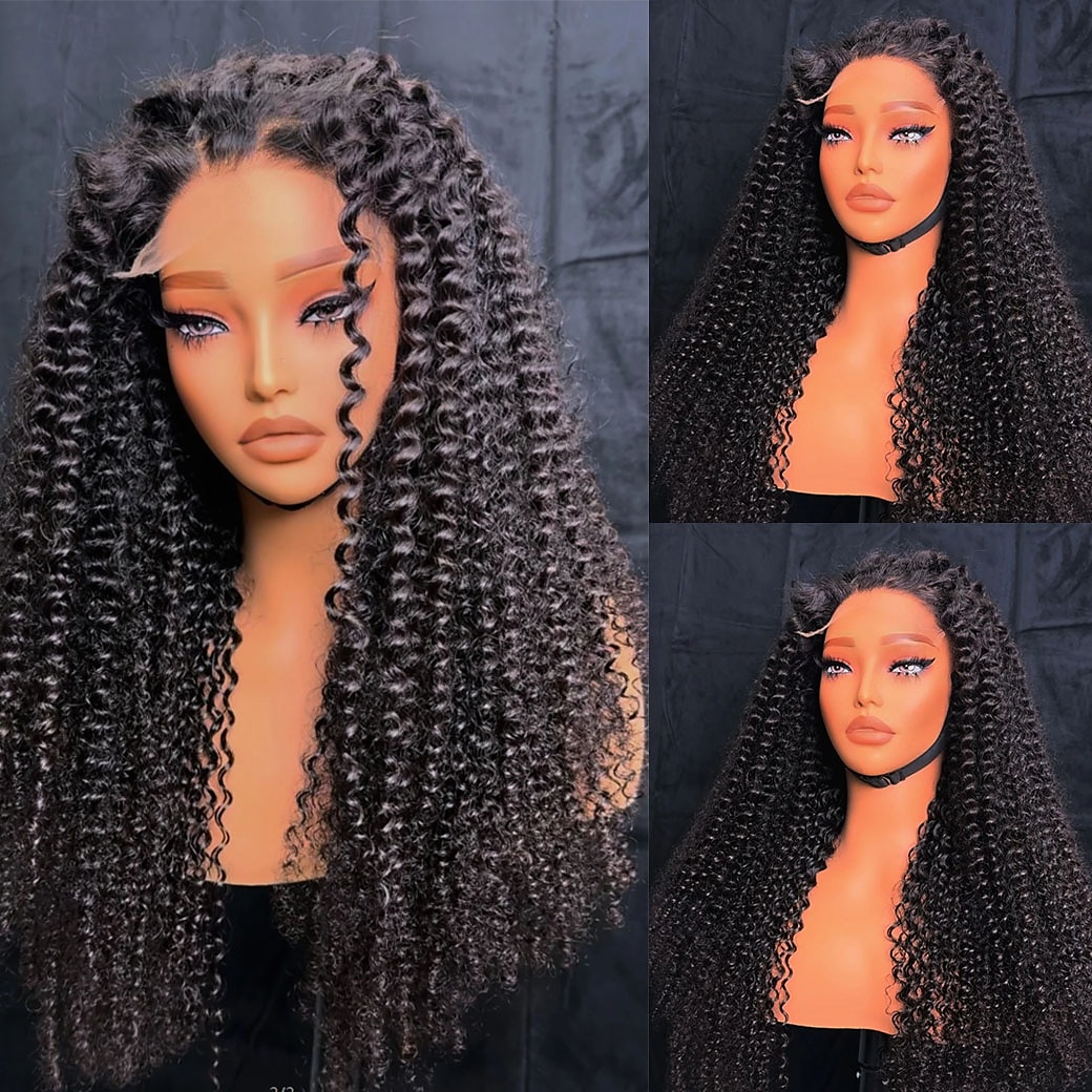 Human Hair 5x5 Closure 13x4 Lace Front Wig Free Part Brazilian Hair Kinky Curly Black Wig 130% 150% Density with Baby Hair Natural Hairline 100% Virgin Glueless Pre-Plucked For Women Long Human Hair 2025 - $235.69 –P2