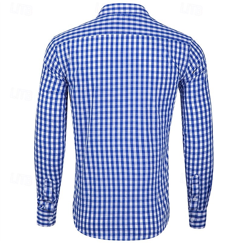 Men's Shirt Dress Shirt Button Up Shirt Plaid Wedding Party Black Pink Red Brown Long Sleeve Lapel Spring &  Fall Clothing Apparel 2025 - $29.99 –P10