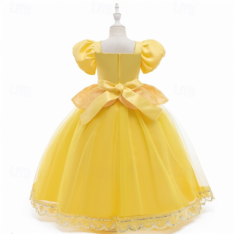 Děti Dívčí Cosplay šaty Šaty na párty Pevná barva Krátký rukáv Výkon Narozeniny Síťka Cosplay kostým Sladký Polyester Do půli lýtek Šaty na párty Swingové šaty Áčkové šaty Léto 4 roky + Žlutá Světl 2025 - $40.99 –P7