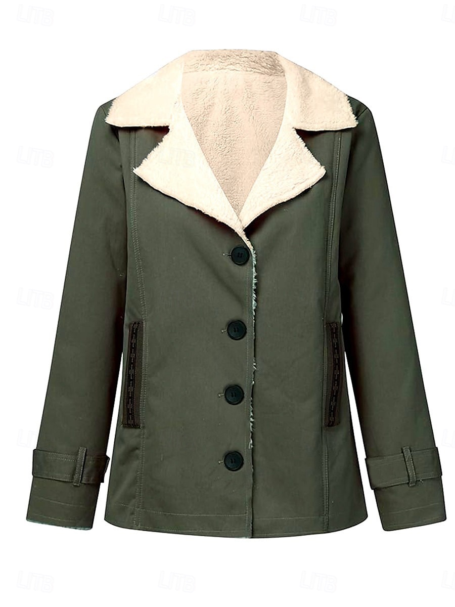 Dame Fleece-jakke Teddyfrakk Hold Varm Pustende Glidelås Lomme Fleece Lined Fritid عادي Feriereise Gate Dagligdagstøy Ut på byen Enkeltkneppet Normal Aftæpning Normal Langermet Yttertøy Svart Rosa Blå 2025 - $36.99 –P7