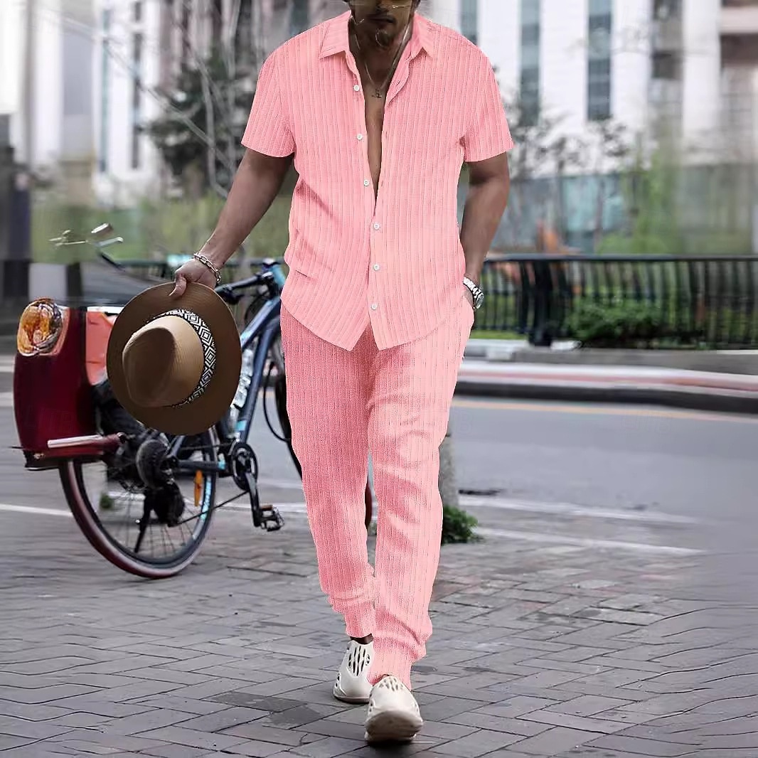 Men's Piece Shirt Set Matching Sets Casual Shirt Button Up Shirt