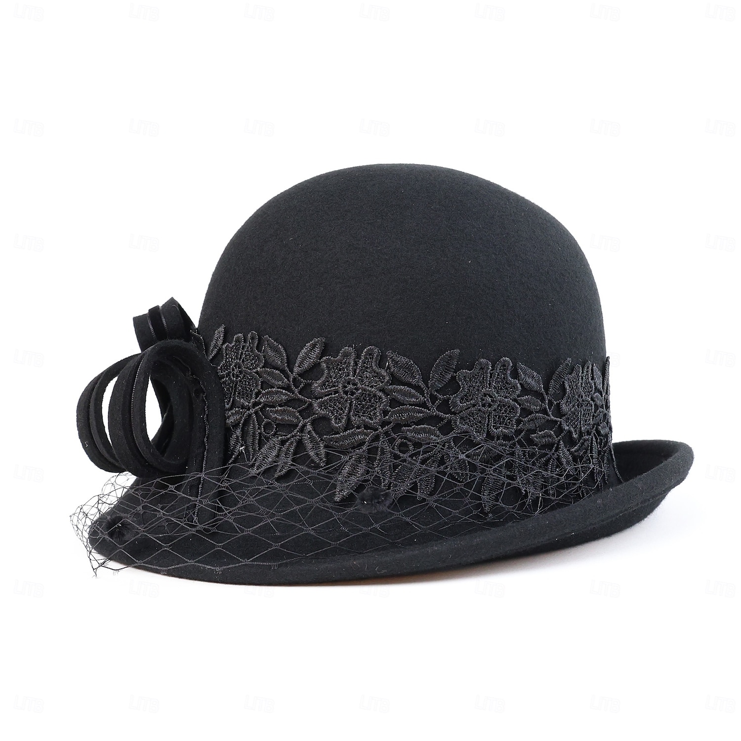 kalapok 100% gyapjú tányér / cloche kalap vödör sapka cilinder tea party elegáns esküvő csipke szalagokkal fejdísz fejfedő 2025 - $43.99 –P16