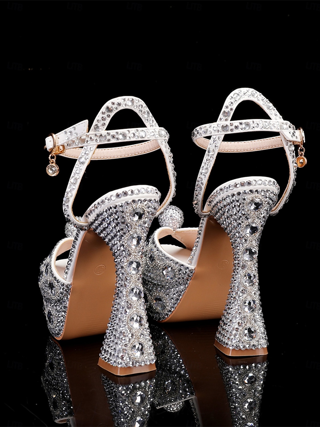 Women's Glamorous Crystal-Embellished Platform Sandals with Ankle Strap | Perfect for Weddings and Special Occasions 2025 - $89.99 –P6