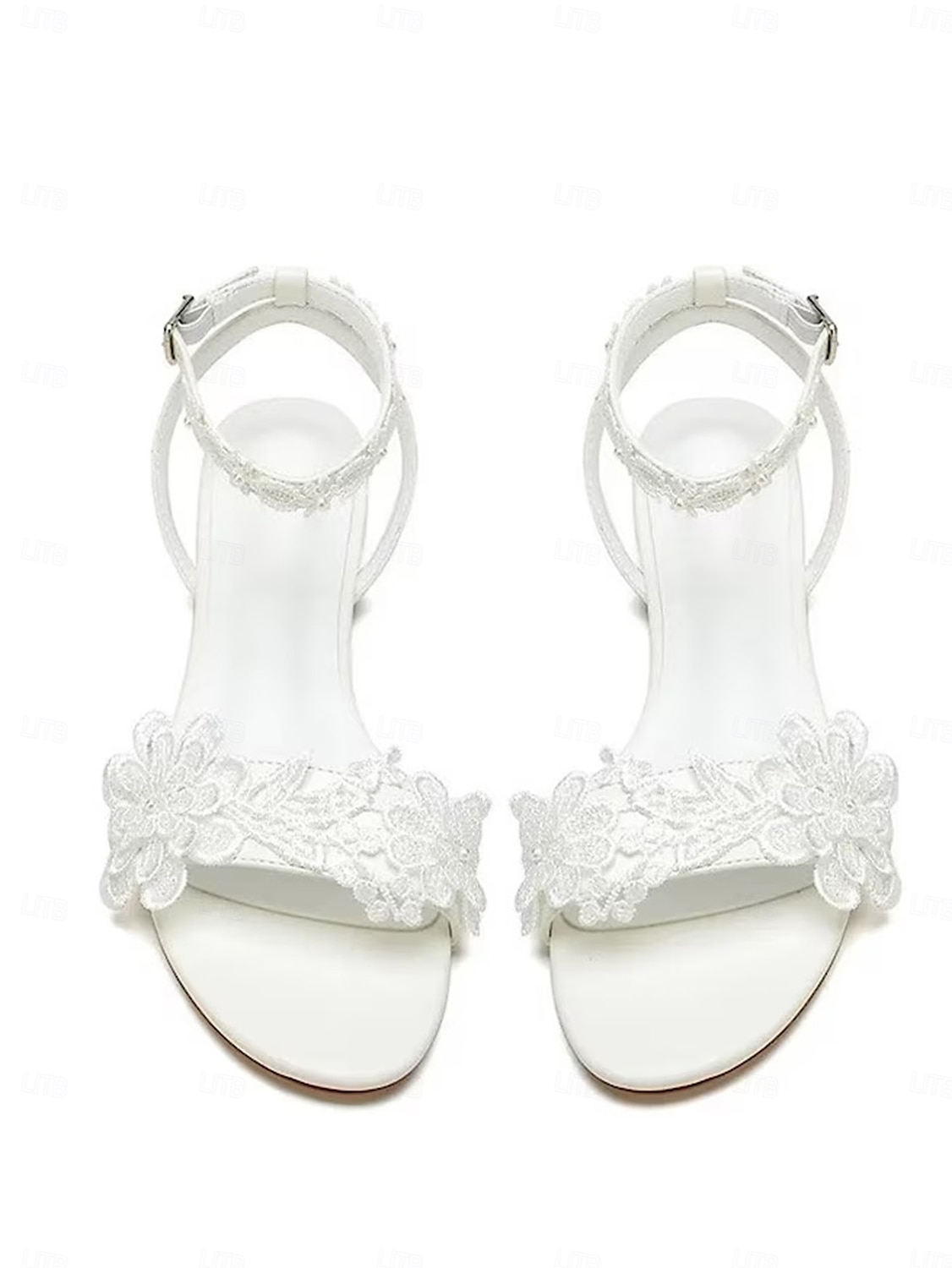 sandales de mariée en dentelle blanche pour femmes avec appliques florales - idéales pour les mariages bohèmes de 2025 ? $54.99 –P3