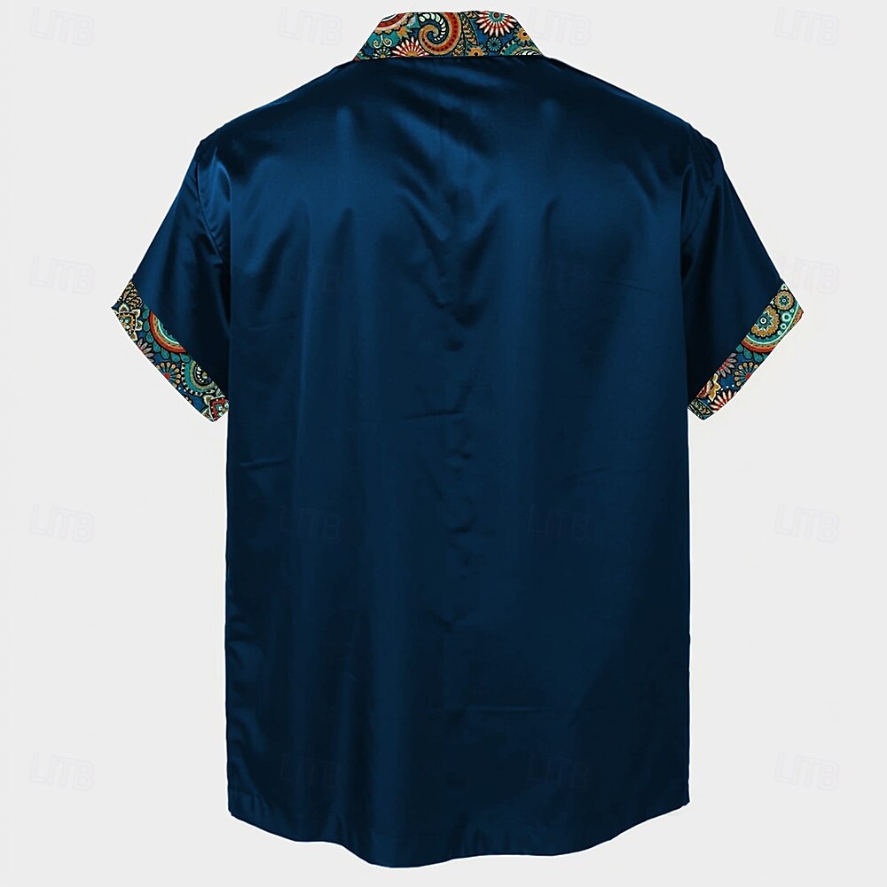 Per uomo Motivo cashemire Camicia con bottoni Manica corta Moda Casual Feste Informale Estate Primavera Collo ripiegabile Abbottonare Rosso Blu del 2025 a $27.99 –P2